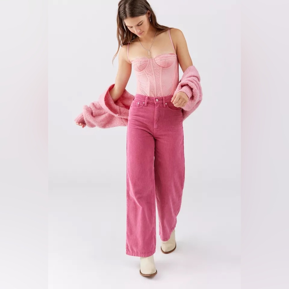 BDG Pink Wide-Leg Corduroy Jeans